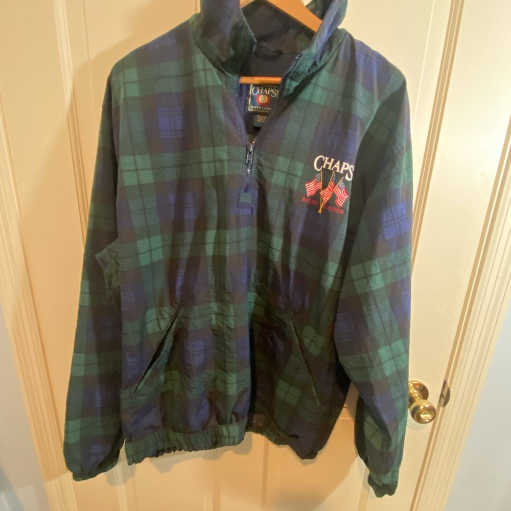 Chaps Green and Blue Plaid Windbreaker